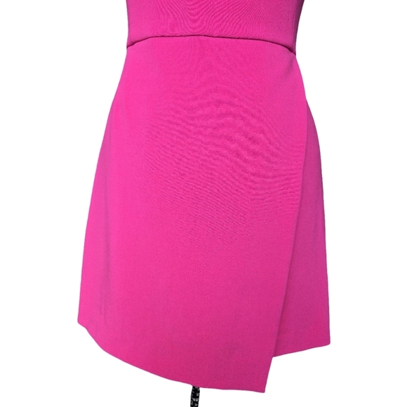 French Connection One-Shoulder Asymmetrical Mini Dress In Wild Rosa Pink Size 6 - Picture 10 of 12
